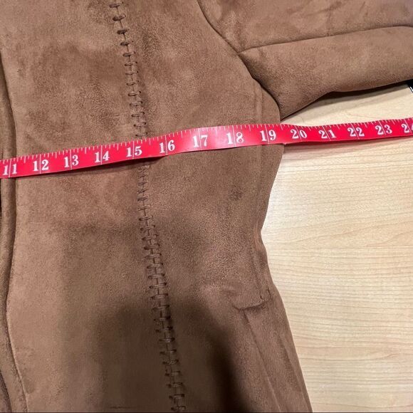 Woman’s Medium Faux Suede Leather Jacket Coat Brown - Picture 8 of 8